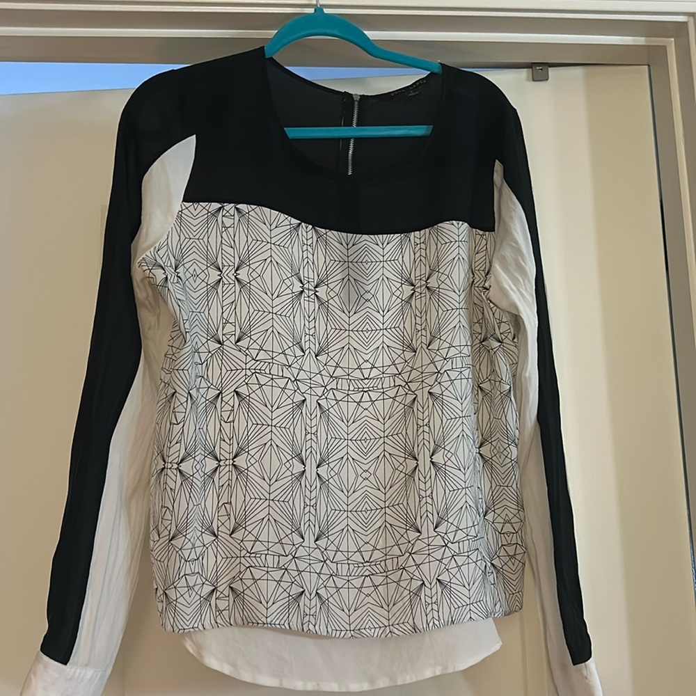 Silk black and white blouse size L